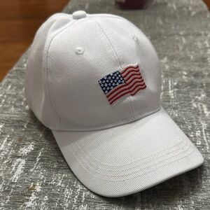 White Baseball Cap with American Flag OS